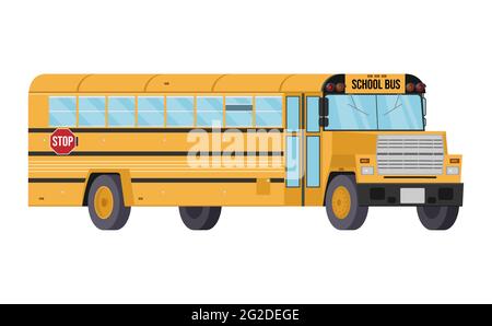 Gelbe Schulbus-Illustration, isoliert auf weißem Hintergrund. Stock Vektor