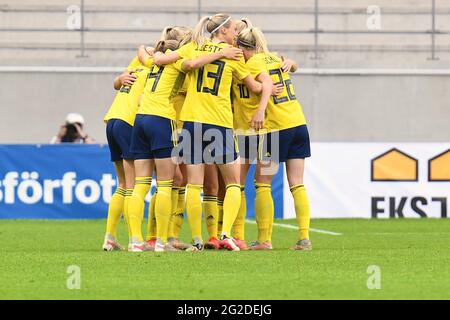 Kalmar, Schweden. Juni 2021. Schweden feiert das Tor beim Freundschaftsspiel am 10. Juni 2021 zwischen Schweden und Norwegen in der Guldfageln Arena in Kalmar, Schweden Quelle: SPP Sport Press Foto. /Alamy Live News Stockfoto