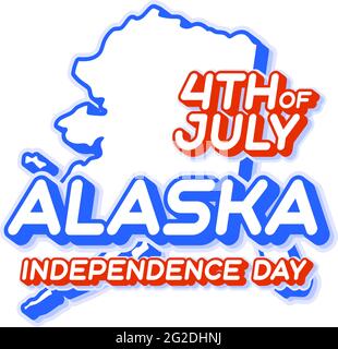 alaska State 4. Juli Unabhängigkeitstag mit Karte und USA National Farbe 3D Form von US-Staat Vektor Illustration Stock Vektor