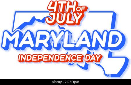 maryland State 4. Juli Unabhängigkeitstag mit Karte und USA National Farbe 3D-Form von US-Staat Vektor-Illustration Stock Vektor