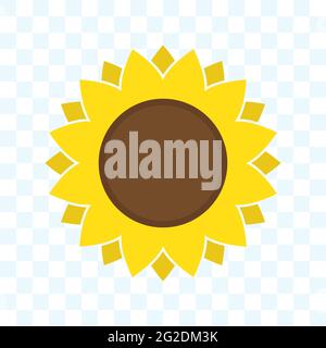Sonnenblume Symbol, Gelbe Sonnenblume in flachem Stil Vektor isoliert Stock Vektor