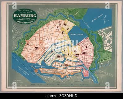 Hamburg Karte, Hamburg Plan, Hamburg Karten, Hamburg Karte, Hamburg Plan, Hamburg City, Retro Hamburg Map, Vintage Hamburg Map, Old Hamburg Map, 1845 Stockfoto