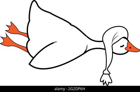 Lustige Gans schlafen in einem Schlummertrunk isoliert auf weißem Hintergrund Stock Vektor