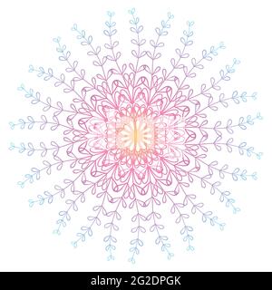 Vector Boho Mandala mit floralen Mustern in rosa und blauen Farben. Blumenmandala. Stock Vektor