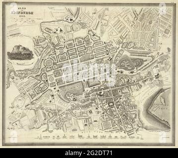 Edinburgh Karte, Old Edinburgh Karte, Edinburgh Plan, Old Edinburgh Plan, Edinburgh, Vintage Edinburgh Karte, Retro Edinburgh Karte, Retro Karte, Alte Karte Stockfoto