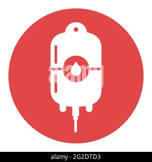 Blutbeutel Vektor weißes Glyphensymbol. Medizin und Gesundheitswesen, medizinische Unterstützung Zeichen. Graph-Symbol für medizinisches Website- und Apps-Design, Logo, App, UI Stock Vektor