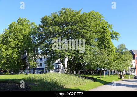 „Bucephalus“, aka „Trigger“ (Simon Evans, 1985, Gusseisen), Greyfriars Green, Coventry, West Midlands, England, Großbritannien, Großbritannien, Europa Stockfoto