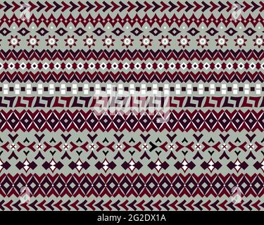 Geometrisches Design mit V-Formen, Rauten, Ringen, Blumen-Sonne in warmen erdigen Naturgrundtönen für Einrichtung, Textil, Architekturoberflächen, Druck Stock Vektor