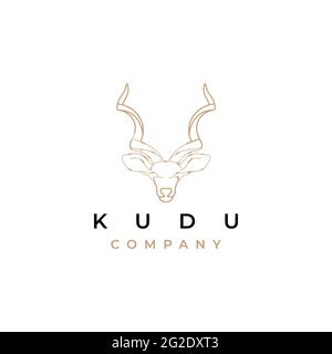 Kudu Linie Kunst Logo Design Vektor Stock Vektor