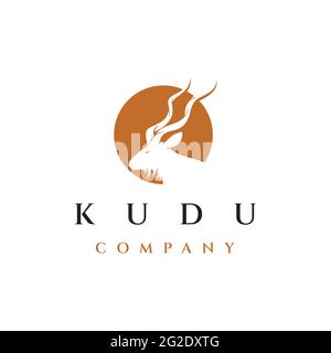 Kudu und Sun Logo Design Vektor Stock Vektor
