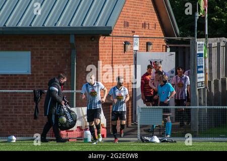 Rhosymedre, Wales 26. September 2020. JD Cymru Premier-Spiel zwischen Cefn Druids und Cardiff Metropolitan University. Stockfoto