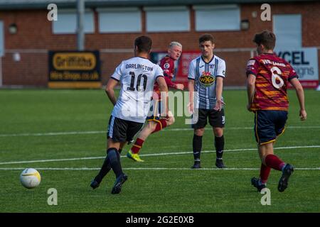 Rhosymedre, Wales 26. September 2020. JD Cymru Premier-Spiel zwischen Cefn Druids und Cardiff Metropolitan University. Stockfoto