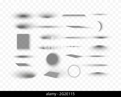 Vektor realistische Schatten isoliert. Set von runden und quadratischen Schatteneffekten. Stock Vektor