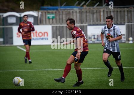 Rhosymedre, Wales 26. September 2020. JD Cymru Premier-Spiel zwischen Cefn Druids und Cardiff Metropolitan University. Stockfoto