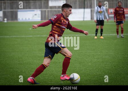 Rhosymedre, Wales 26. September 2020. JD Cymru Premier-Spiel zwischen Cefn Druids und Cardiff Metropolitan University. Stockfoto