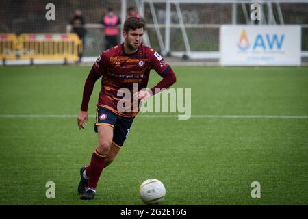 Rhosymedre, Wales 26. September 2020. JD Cymru Premier-Spiel zwischen Cefn Druids und Cardiff Metropolitan University. Stockfoto