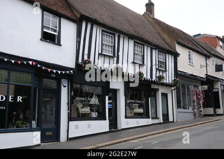 Fachwerkgebäude. George Street, St Albans, Hertfordshire Stockfoto