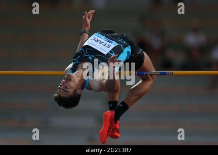 Firenzano, Italien. Juni 2021. Brandon Starc (AUS) während des Hochsprungwettbewerbs bei der Goldenen Gala der Wanda Diamond League Pietro Mennea im Asics Firenzer Marathon-Stadion „Luigi Ridolfi“ in Florenz, Italien, am 6 2021. Juni. (Foto von Giuseppe Fama/Pacific Press) Quelle: Pacific Press Media Production Corp./Alamy Live News Stockfoto