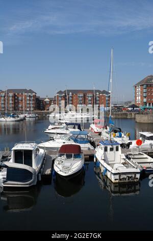 Die Ausdehnung von Swansea Marina in der Altstadt dock, Wales UK Stockfoto