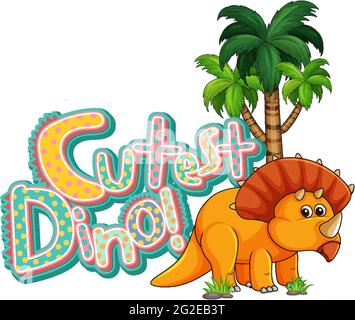 Niedliche Dinosaurier Cartoon-Figur mit süßesten Dino Schrift Banner Illustration Stock Vektor
