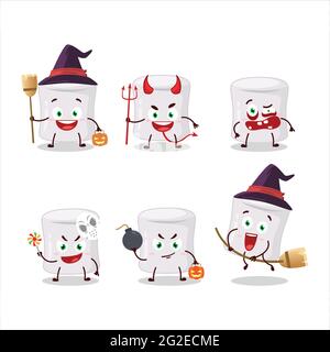 Halloween Ausdruck Emoticons mit Cartoon-Charakter von Marschmeichs. Vektorgrafik Stock Vektor