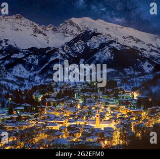 Italien Piemont Limone Piemonte das Dorf in witer mit Schnee Stockfoto