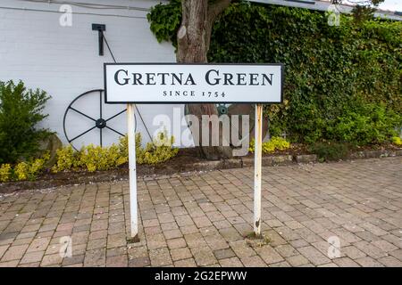 Der berühmte Old Blacksmith Shop in Gretna Green, Schottland, Großbritannien Stockfoto