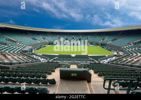 Willkommen in der offiziellen Zentrale von Wimbledon in London Stockfoto