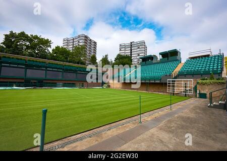 Willkommen in der offiziellen Zentrale von Wimbledon in London Stockfoto