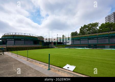 Willkommen in der offiziellen Zentrale von Wimbledon in London Stockfoto