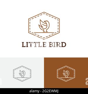 Kleiner niedlicher Vogel in Hexagon Line Animal Vintage Logo Stock Vektor