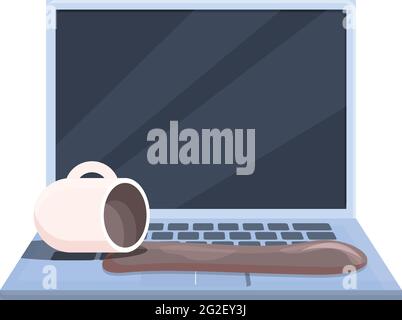 Symbol für die Reparatur eines Laptops für Kaffee. Cartoon von Kaffee Laptop Reparatur Vektor-Symbol für Web-Design auf weißem Hintergrund isoliert Stock Vektor