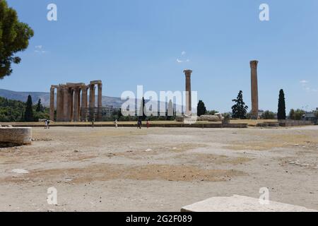 Archeologikos Choros Olimpiou - Athen Griechenland Stockfoto