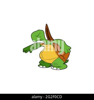 Zeichentrickfigur. Turtle bekam Angst und schloss seine Augen. Isoliert auf weißem Hintergrund. Tiermotiv. Vektorgrafik. Stock Vektor
