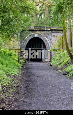 Die Kelmarsh-Tunnel sind stilllegte Eisenbahntunnel in Northamptonshire, England. Die Strecke Northampton nach Market Harborough wurde 1859 eröffnet. Stockfoto