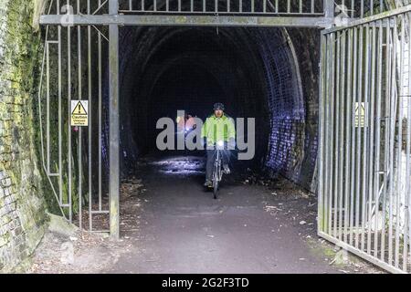 Die Kelmarsh-Tunnel sind stilllegte Eisenbahntunnel in Northamptonshire, England. Die Strecke Northampton nach Market Harborough wurde 1859 eröffnet. Stockfoto