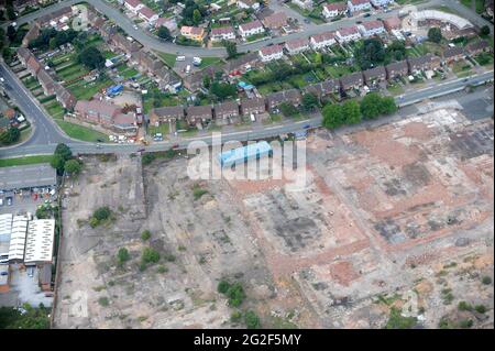 Luftaufnahme von einer Industriebrache baureif arbeiten West Midlands, Uk Stockfoto