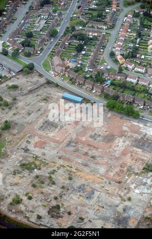 Luftaufnahme von einer Industriebrache baureif arbeiten West Midlands, Uk Stockfoto