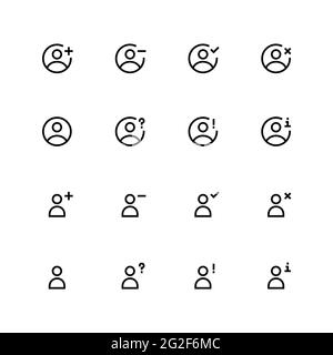 Pixel Perfect bearbeitbare Benutzersymbole für Konturen Stock Vektor