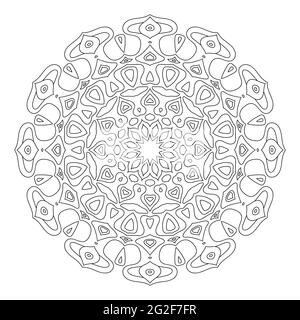 Umriss rund Mandala Ornament isoliert auf weißem Hintergrund. Kreisförmige orientalische Muster für Tattoo, Hochzeitsdekoration, Henna Mehndi, Malbuch pag Stock Vektor