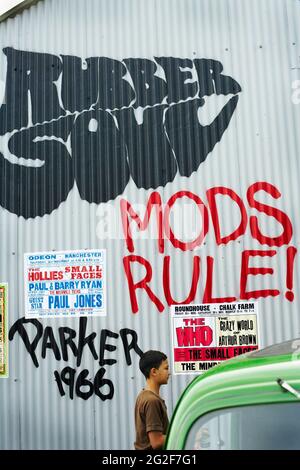 Graffiti, Rubber Soul, Mod's Regel Goodwood Revival 2013 Stockfoto