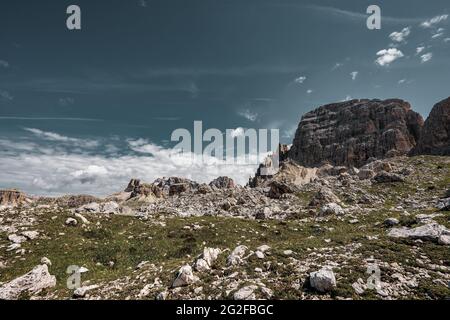 Felsen in den Dolomiten, Italien. Stockfoto