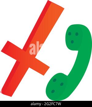 Symbol „Anruf abbrechen“. Isometrische Darstellung des Symbols „Anruf abbrechen“ für das Internet Stock Vektor