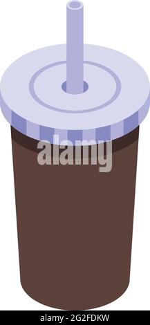 Symbol für Papiertasse. Isometrisches Vektor-Symbol für Papierbecher-Kaffee für Webdesign isoliert auf weißem Hintergrund Stock Vektor
