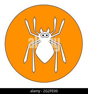 Spider auf orangefarbenem Hintergrund, 3D-Rendering Stockfoto