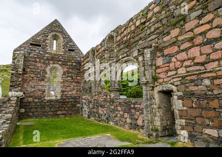 Die Ruinen des Augustiner-Nonnenkloster auf der Insel Iona, Schottland. Gegründet um das Jahr 1203. Stockfoto