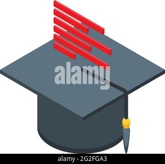 Schulungs-Workflow Abschlussmütze-Symbol. Isometrisches Bildungs-Workflow-Graduierung hat Vektor-Symbol für Web-Design auf weißem Hintergrund isoliert Stock Vektor