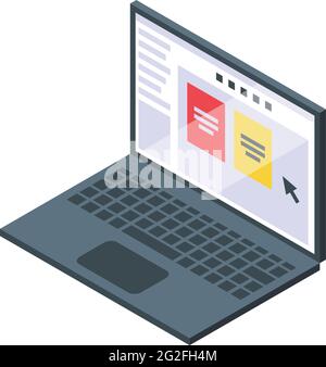 Symbol für den Digitaldruck auf dem Laptop. Isometrisches Vektor-Symbol für Laptop-Digitaldruck für Webdesign auf weißem Hintergrund isoliert Stock Vektor