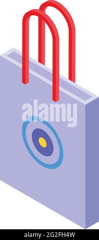 Symbol für den Digitaldruck der Tasche. Isometrisches Vektor-Symbol für den digitalen Druck von Beuteltaschen für Webdesign auf weißem Hintergrund isoliert Stock Vektor