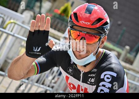 Der Belgier Philippe Gilbert von Lotto Soudal beim Start der dritten Etappe des Radrennens der Baloise Belgium Tour, 174,4 km von Gingelom bis Scherpenh Stockfoto